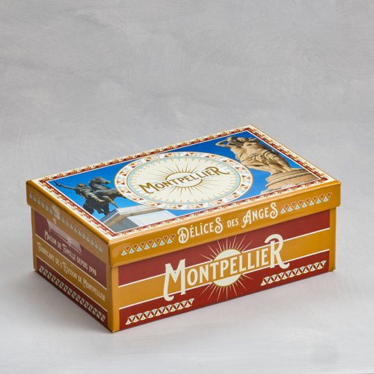 Boite Montpellier palets amandes occitanie fleur sel camargue 300g