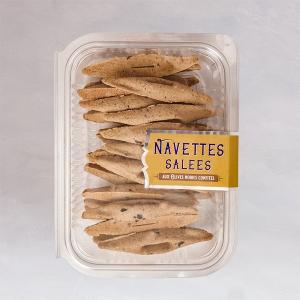 Biscuits salés aux olives noires et fleur de sel de Camargue