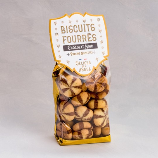 Biscuits fourrés chocolat noir noisettes