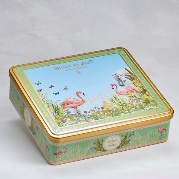 Camargue, boîte métal Camargue, biscuits artisanaux, biscuits pur beurre, farine d'Occitanie, fleur de sel de Camargue, coffret
