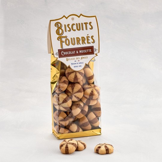 Biscuits fourrés chocolat noir noisettes
