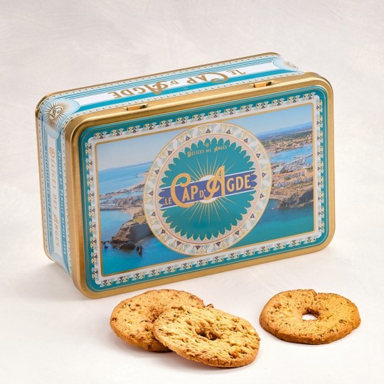 Boîte Cap d'Agde palets aux amandes et fleur de sel de Camargue